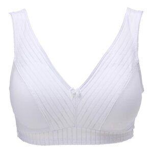 Rhonda Shear Striped Pin Up Bra Plus Size 1X White Minimalist Intimate 553.3